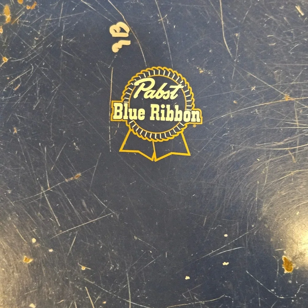 Vintage Pabst Blue Ribbon Beer‎ Serving Tray Metal Round Collectible Pub Decor